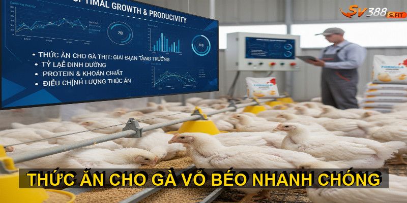 Thức ăn cho gà thịt giai đoạn tăng trưởng giúp đạt năng suất cao